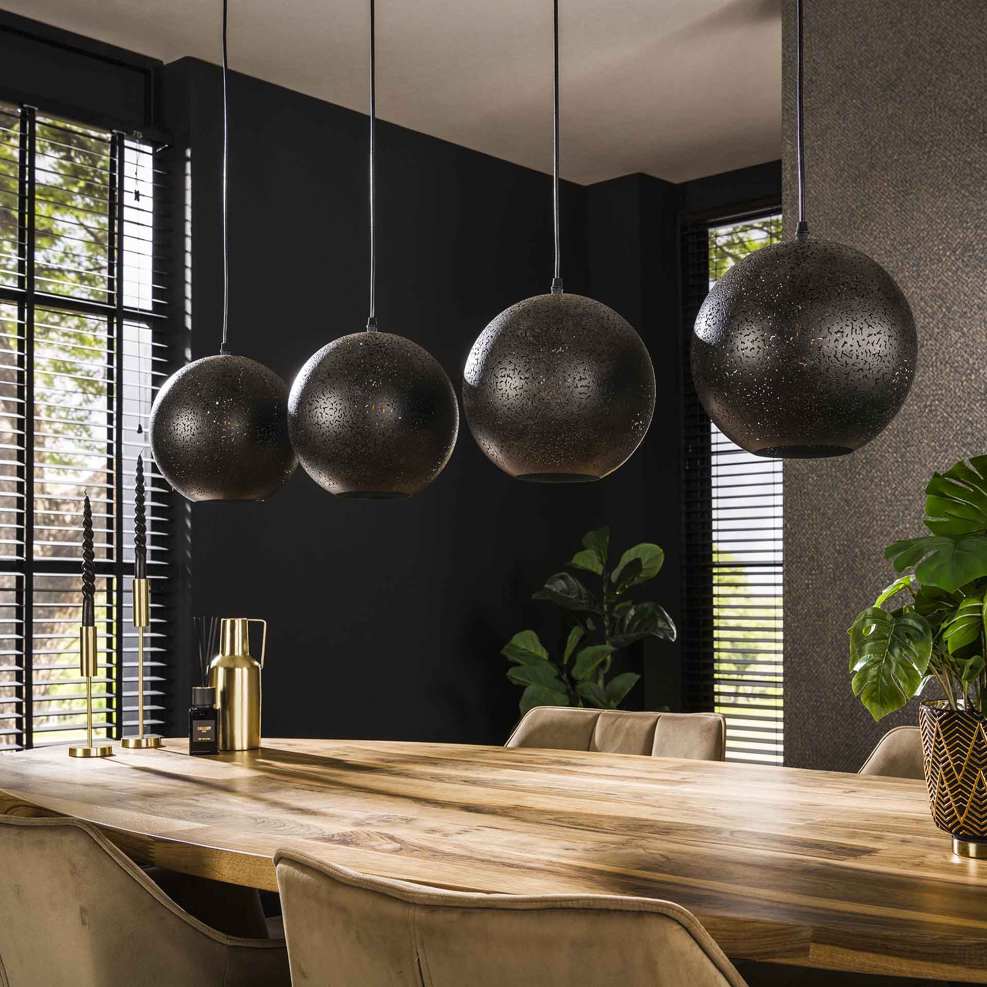 Hanglamp 4x Ø25 zip / Artic zwart
