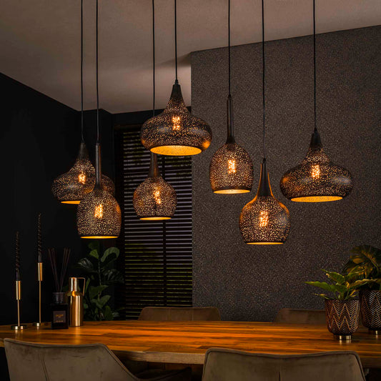 Hanglamp van 7 Lampen Zip - 135x50x150 cm - Artic zwart