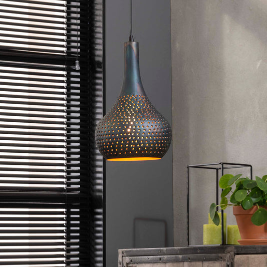 Hanglamp van 1 Lamp Industry Concrete Kegel - 25x25x150 cm - Zwart Bruin