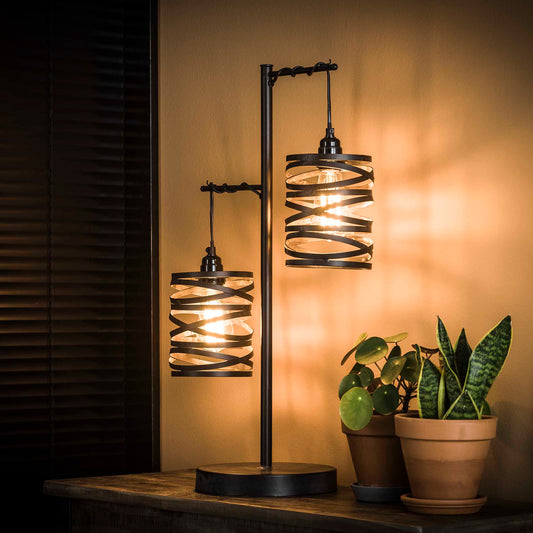 Tafellamp 2L Spindle - 37x23x70 cm - Slate Grey