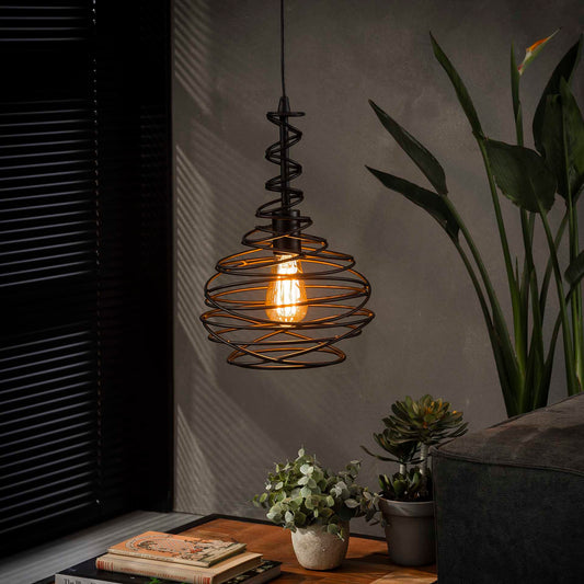 Hanglamp van 1 Lamp Kegel Spinn - 25x25x150 cm - Zwart