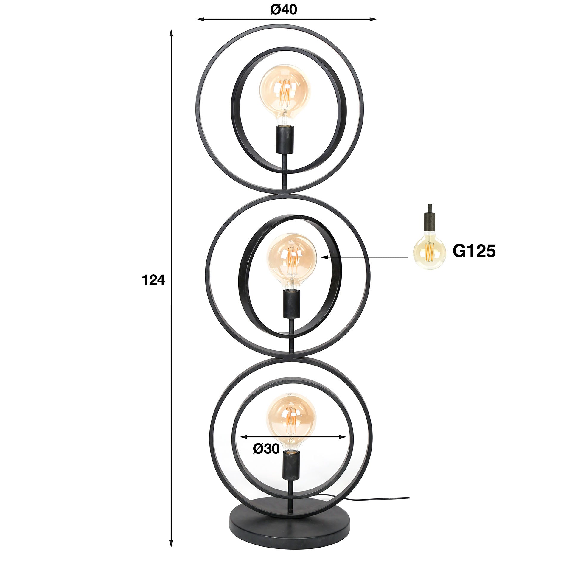 Vloerlamp 3L Turn around / Charcoal