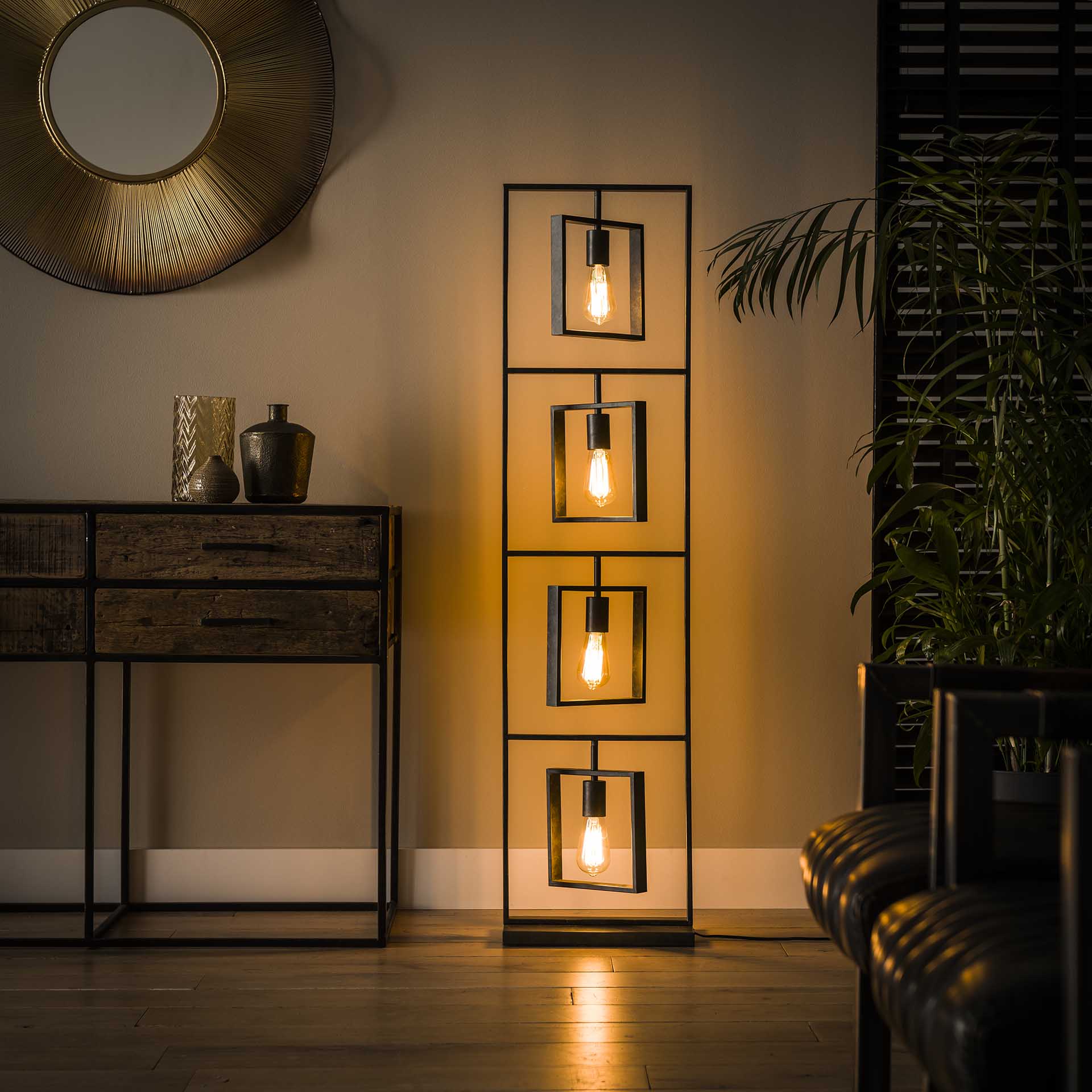 Vloerlamp van 4 Lampen Turn Square - 35x22x140 cm - Charcoal