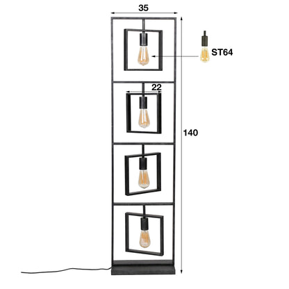 Vloerlamp 4L Turn square / Charcoal