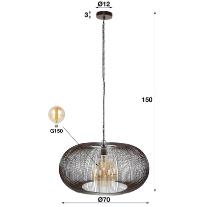Hanglamp Ø70 copper twist / Zwart nikkel
