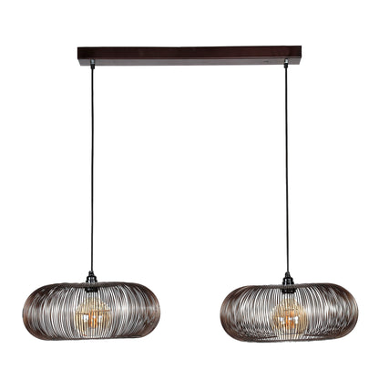 Hanglamp 2x Ø43 disk wire copper twist / Zwart nikkel