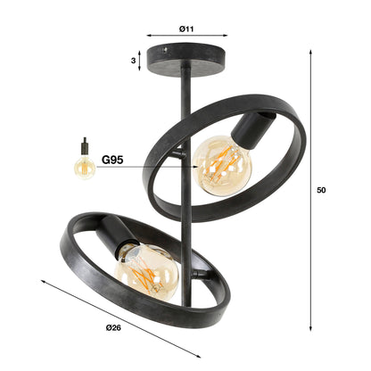 Plafondlamp 2L hover / Charcoal