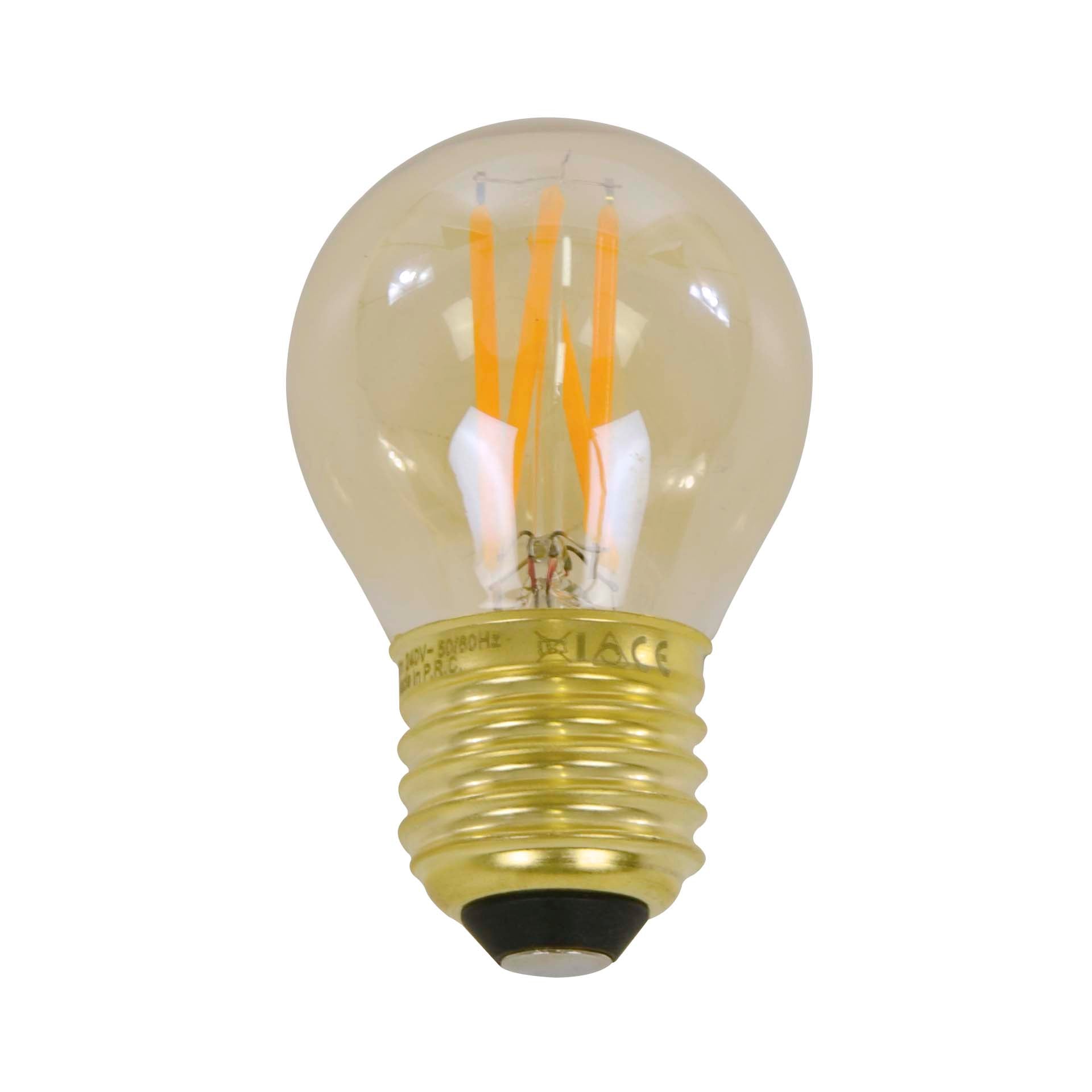 Lichtbron LED [G45] filament bol Ø4 5 - E27 4W 2100K 280lm dimbaar / Amberkleurig glas