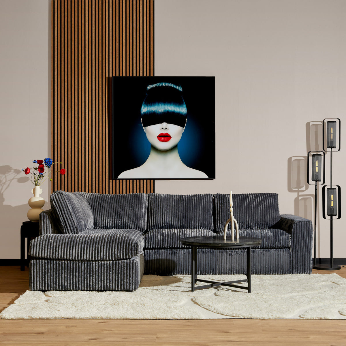 MySofa Teddy | Divan Links + 2,5 zits | Antraciet