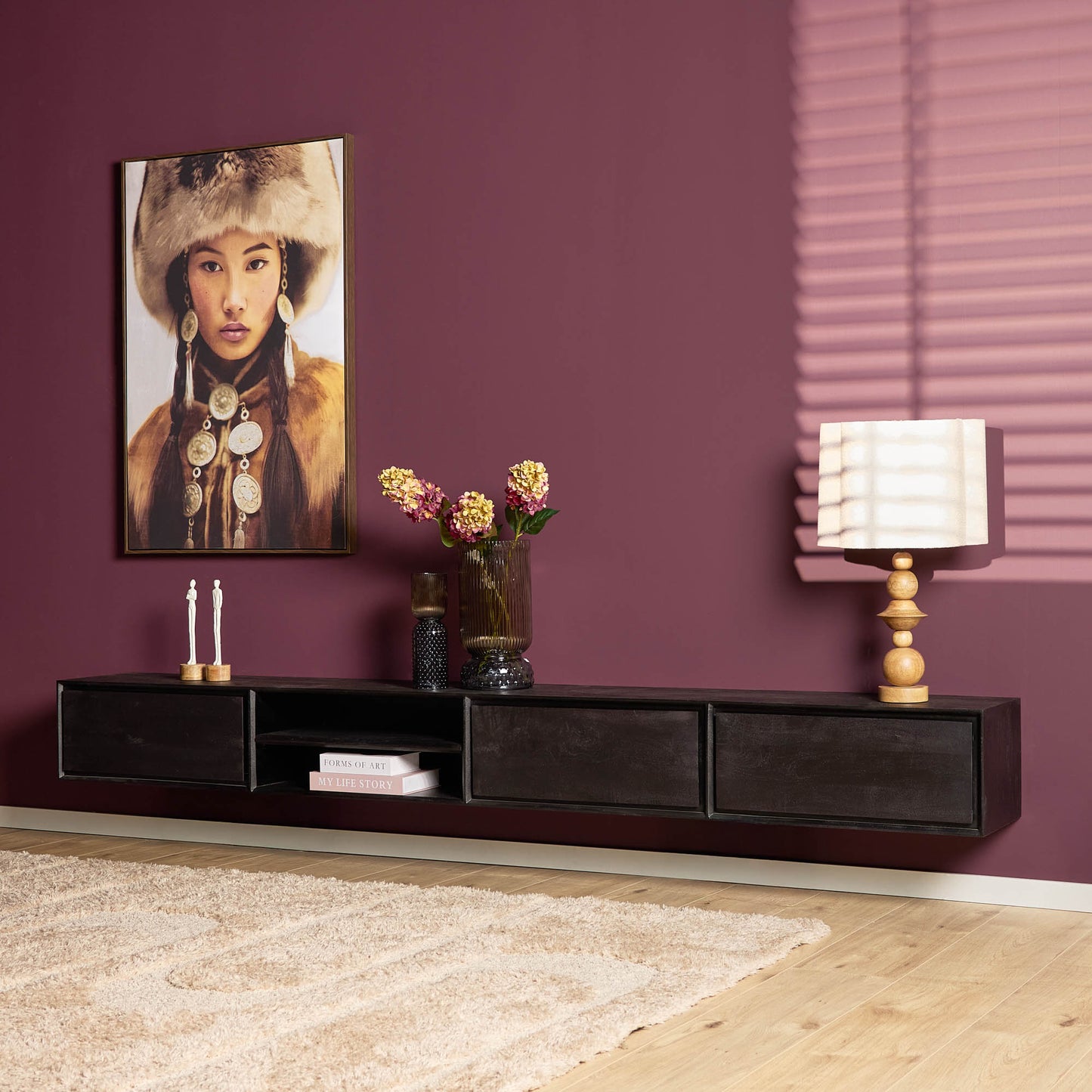 Zwevend tv meubel Ambiance Black | 280 cm