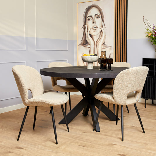 Eettafel Denver Black | 130 cm | Rond