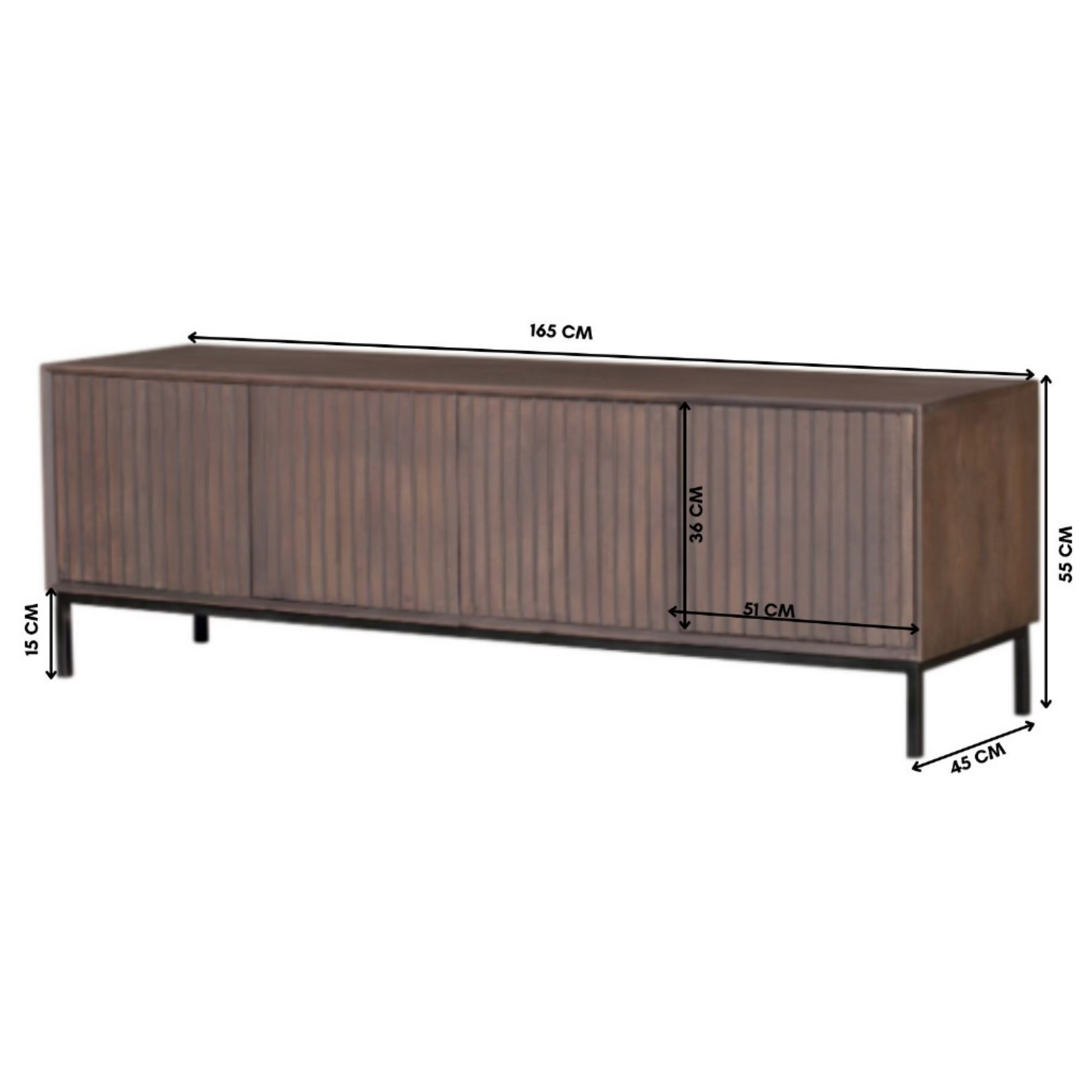 Tv meubel Madison Walnut | 165 cm