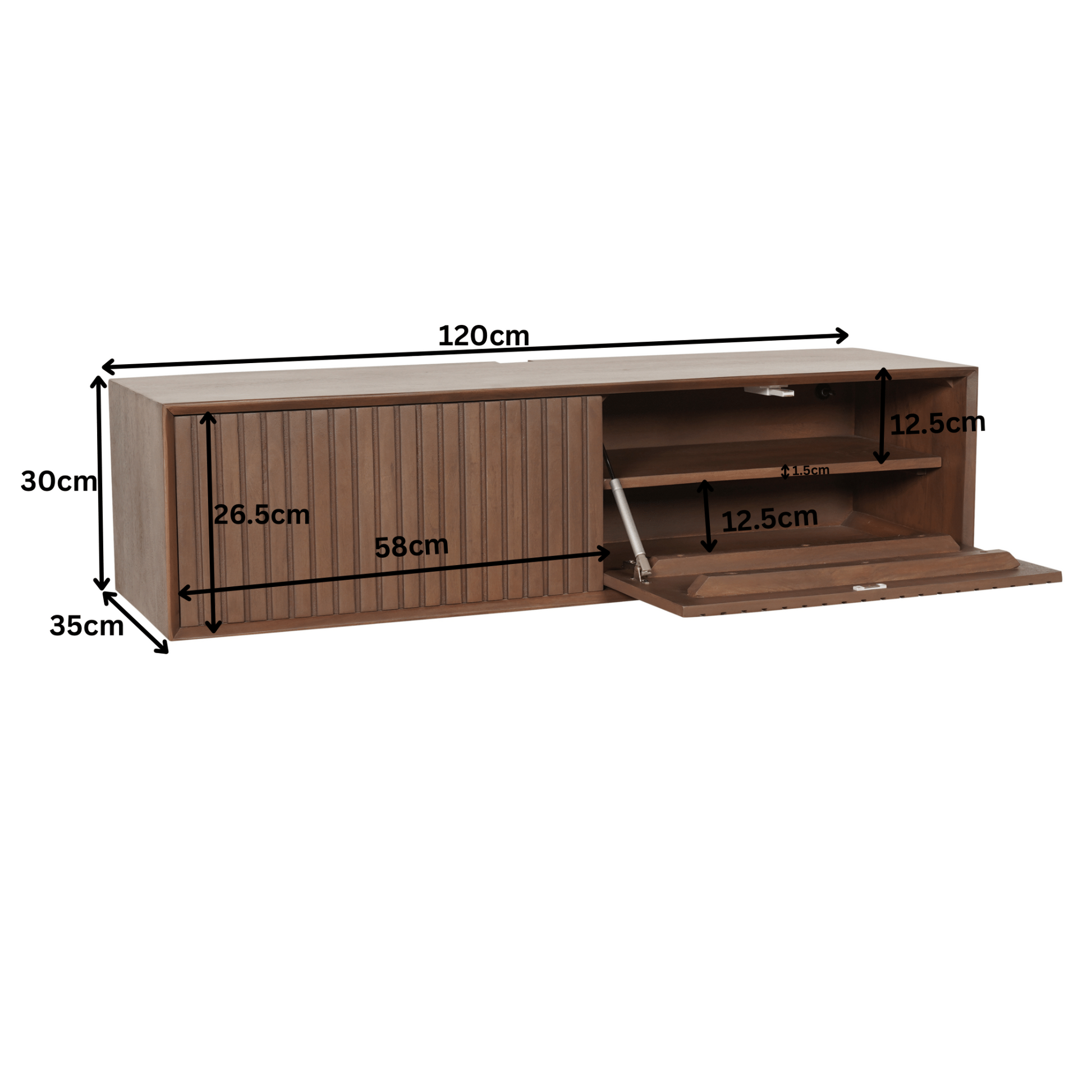 Zwevend tv meubel Madison Walnut | 120 cm