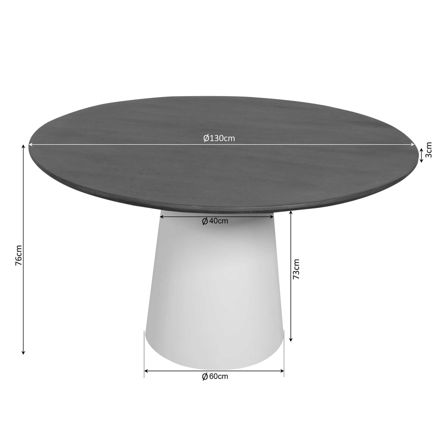 Eettafel Madison Natural | 130 cm | Kolom Poot