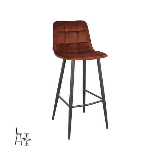 Barkruk Jelt - Rust - Velours - Zithoogte 78