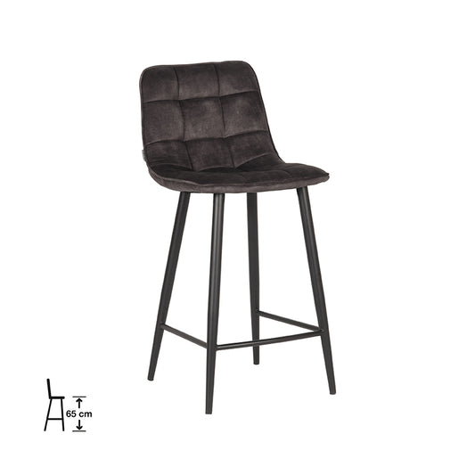 Barkruk Jelt - Antraciet - Velours - Zithoogte 65