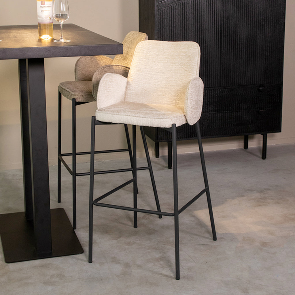 Barkruk Joni - Beige - Fluweel - Zithoogte 78 cm
