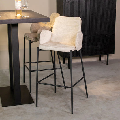 Barkruk Joni - Beige - Fluweel - Zithoogte 78 cm
