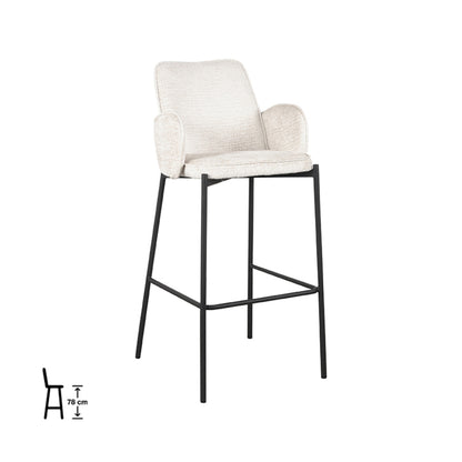 Barkruk Joni - Beige - Fluweel - Zithoogte 78 cm