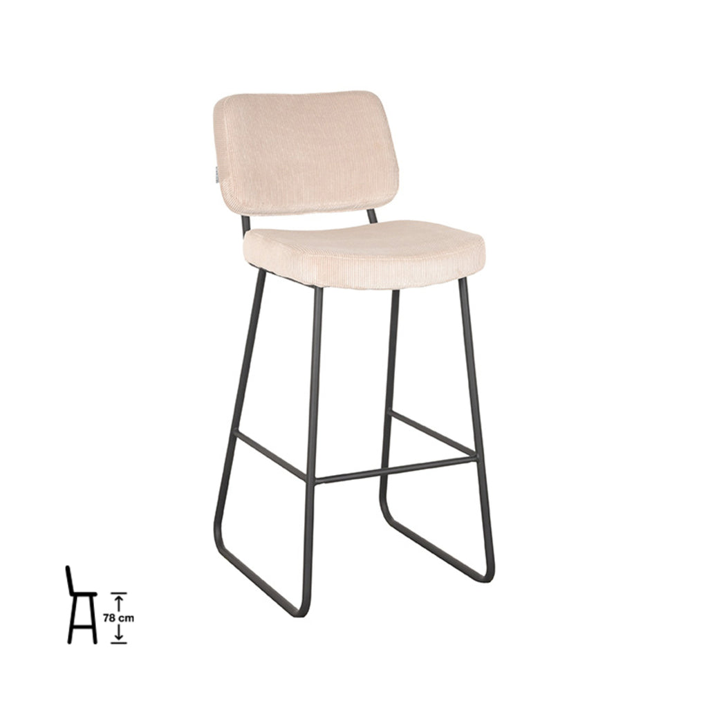 Barkruk Noah - Naturel - Ribcord - Zithoogte 78