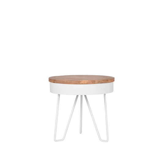 Bijzettafel Saran - Wit - Metaal - Rond - 44 cm