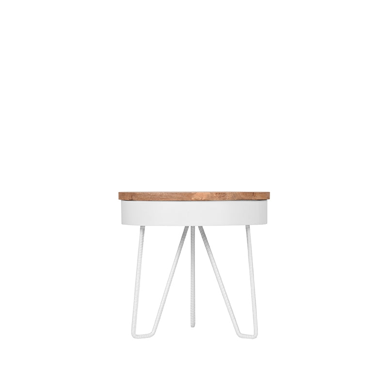 Bijzettafel Saran - Wit - Metaal - Rond - 44 cm