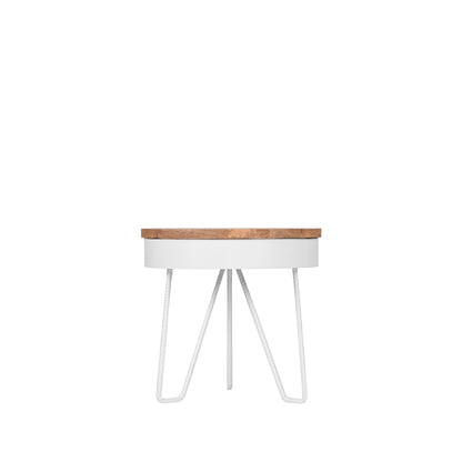 Bijzettafel Saran - Wit - Metaal - Rond - 44 cm