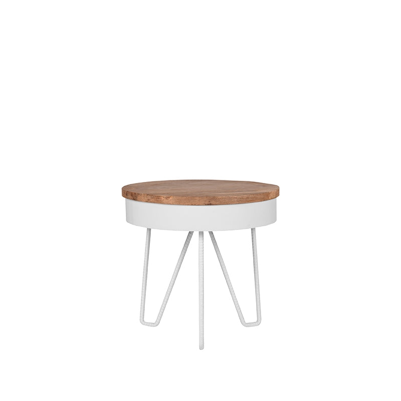 Bijzettafel Saran - Wit - Metaal - Rond - 44 cm