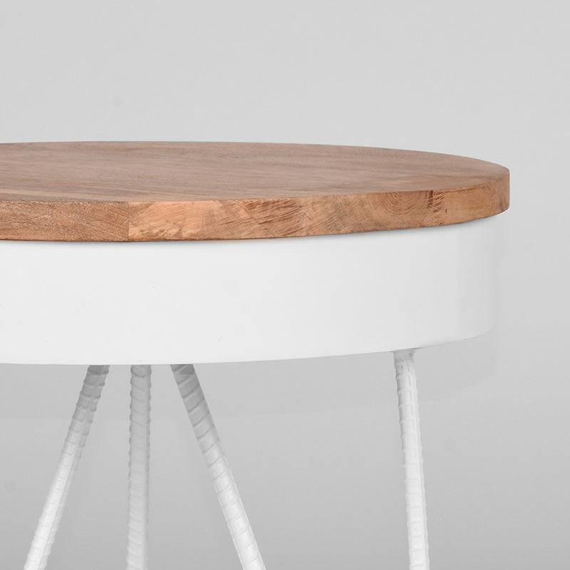 Bijzettafel Saran - Wit - Metaal - Rond - 44 cm