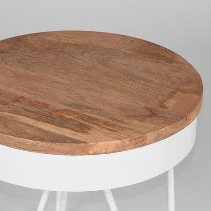 Bijzettafel Saran - Wit - Metaal - Rond - 44 cm