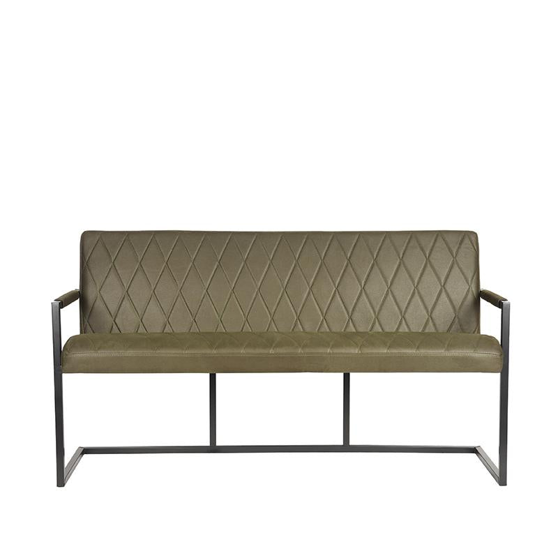 Eetkamerbank Denmark - Army green - Microfiber - 155 cm