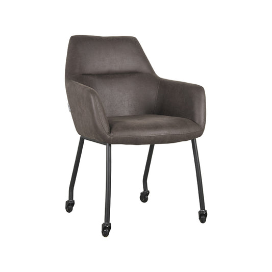 Eetkamerstoel Lenny - Antraciet - Microfiber