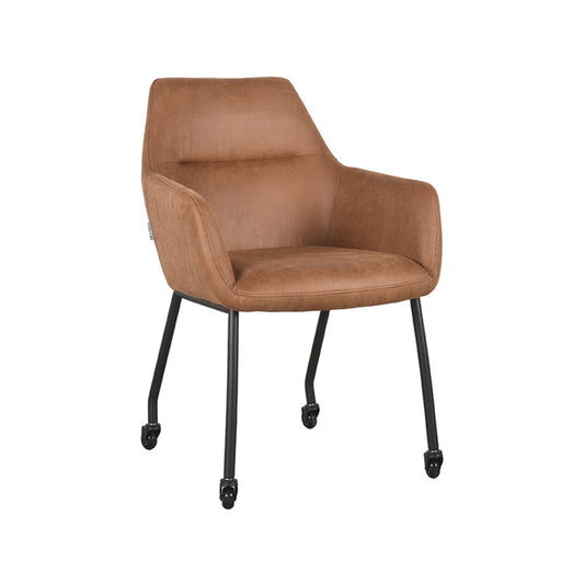 Eetkamerstoel Lenny - Cognac - Microfiber