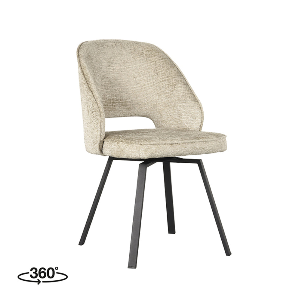 Eetkamerstoel Lewis - Beige - Fluweel