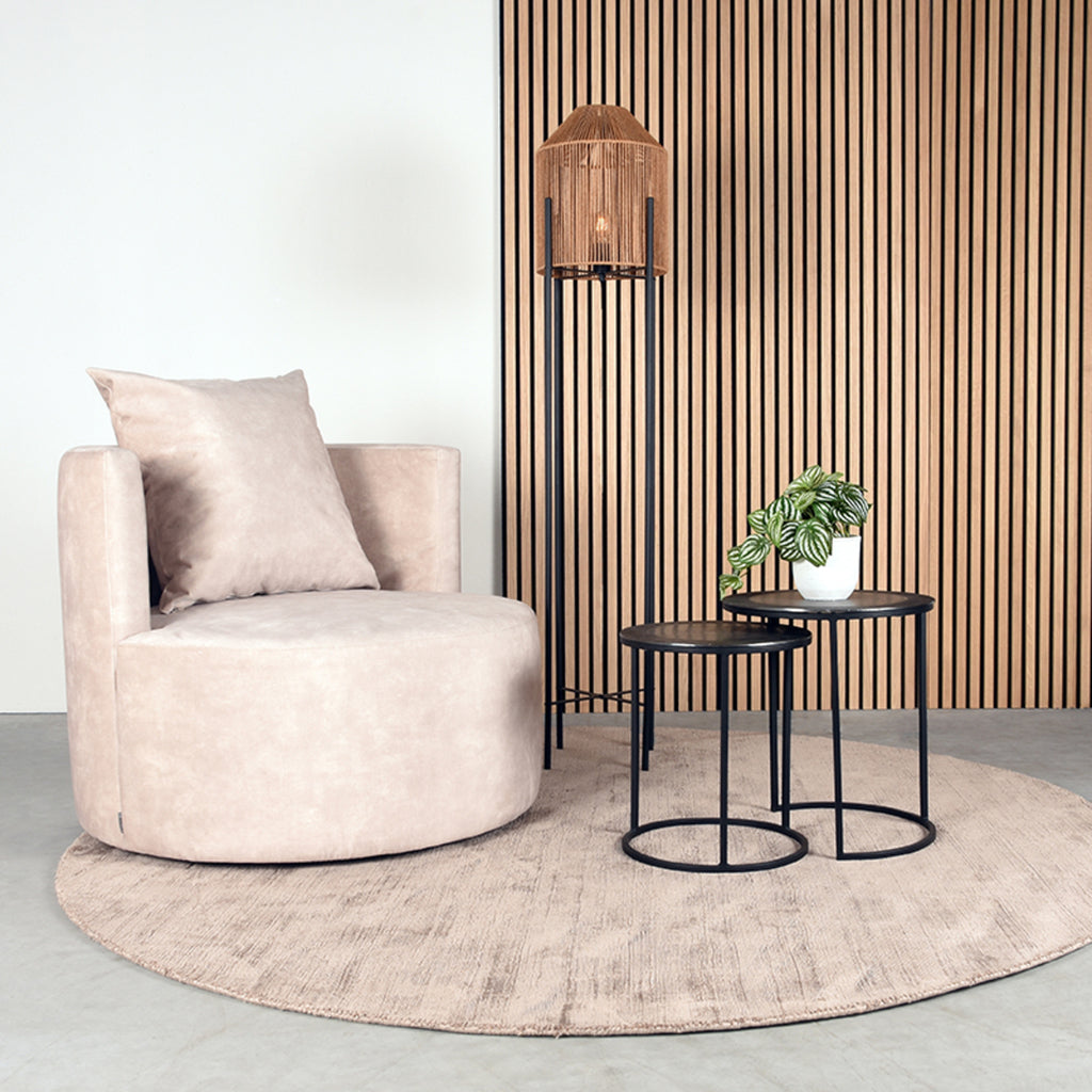 Fauteuil Evy - Naturel - Velours