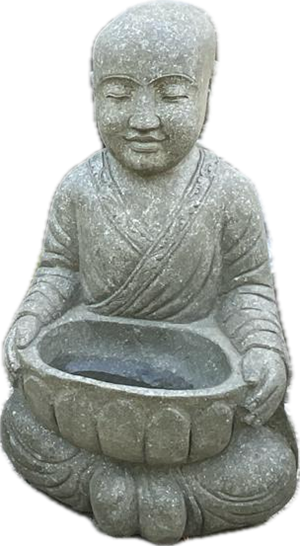 Monk with Bowl on Front Green Stone