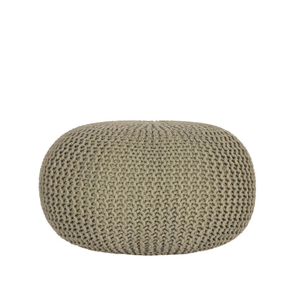 Poef Knitted - Olijfgroen - Katoen - L