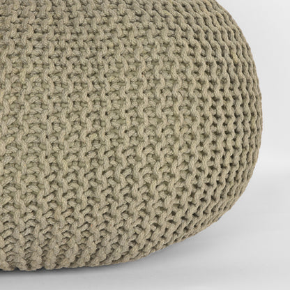 Poef Knitted - Olijfgroen - Katoen - L