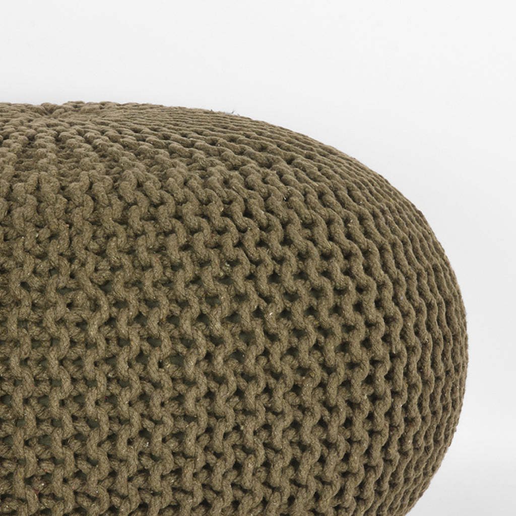Poef Knitted - Army green - Katoen - L