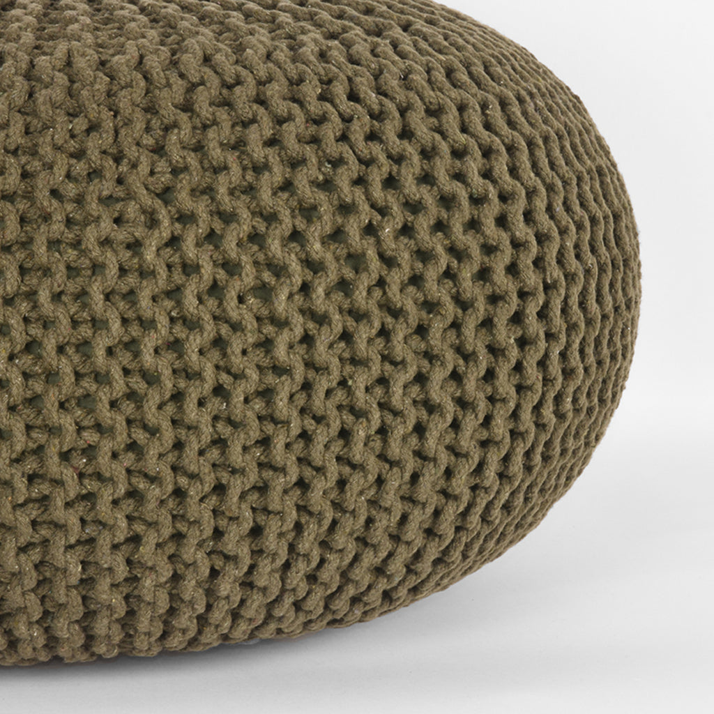 Poef Knitted - Army green - Katoen - L