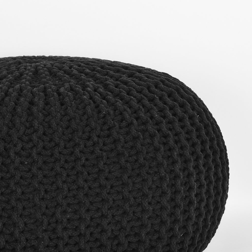 Poef Knitted - Zwart - Katoen - L