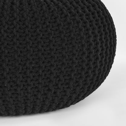 Poef Knitted - Zwart - Katoen - L