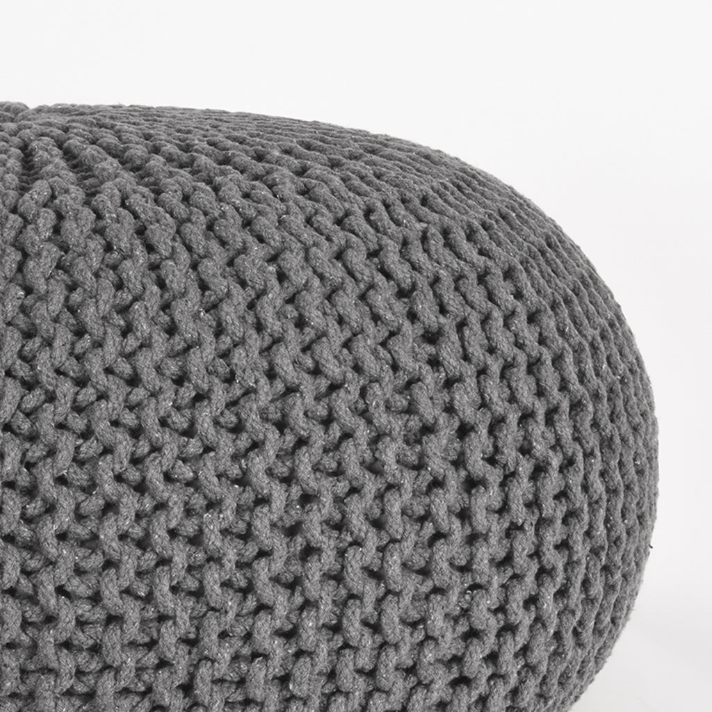 Poef Knitted - Donkergrijs - Katoen - L