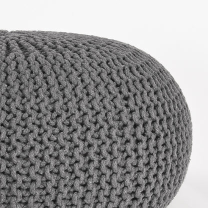 Poef Knitted - Donkergrijs - Katoen - L