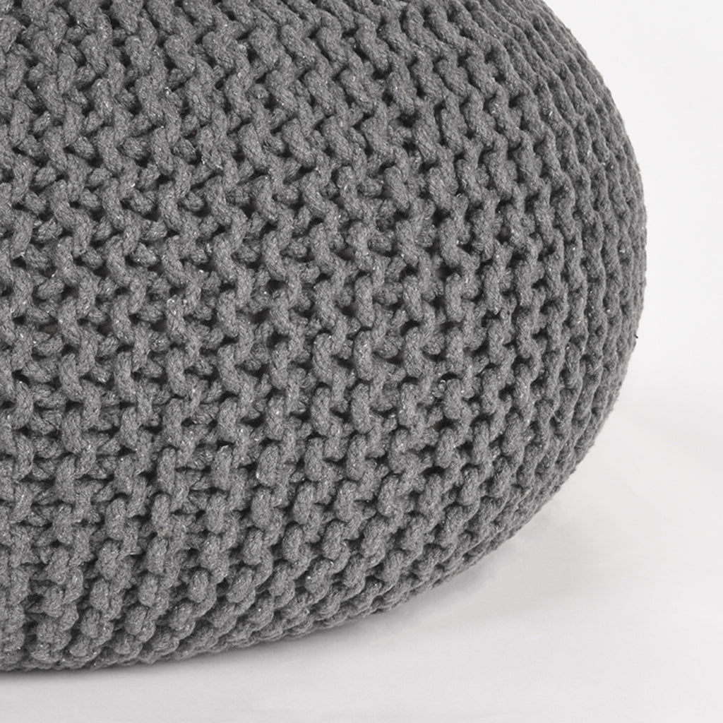 Poef Knitted - Donkergrijs - Katoen - L