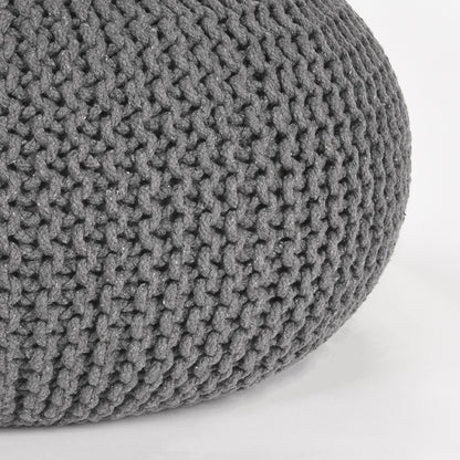 Poef Knitted - Donkergrijs - Katoen - L
