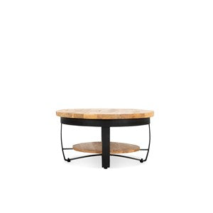 Salontafel Paras Metaal 65 Black Iron Stand, Wood Natural finish