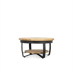 Salontafel Paras Metaal 65 Black Iron Stand, Wood Natural finish