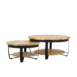 Salontafel Paras Metaal 65 Black Iron Stand, Wood Natural finish