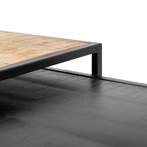 Salontafel Rechthoek Set van 2 Natural Wood / Sandblasted Black Finish